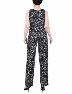 Petite Black Polka Dot Jumpsuit - Sleeveless Belted One-Piece 7 Petite Black Polka Dot Jumpsuit - Sleeveless Belted One-Piece -Dressbarn Store PQIU0004NIGHTICEMOONBACK