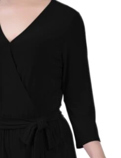 Petite Black Wide Leg Jumpsuit with Belted Waist -Dressbarn Store PQIU0013BLACKDETAIL