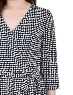 Polka Dot 3/4 Sleeve Belted Wide Leg Jumpsuit - Petite Short Length -Dressbarn Store PQIU0014JETSNOWPOPDETAIL