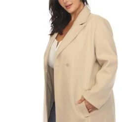 Women's Plus Size Double-Breasted Walker Coat - Sophisticated Winter Style -Dressbarn Store PS938 19 4