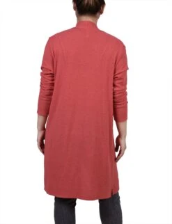 Petite Coral Open Front Textured Knee Length Cardigan with Pockets -Dressbarn Store PTXR4546CORALBACK