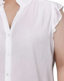 Elegant White Plus Size Flutter Sleeve Eyelet Crepon Blouse -Dressbarn Store WCOB1989WHITEDETAIL