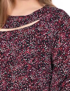 Plus Size Red Blouse with Cutout Neckline and Smocked Cuffs -Dressbarn Store WDOB8810ABSTRACTSQUAREDETAIL