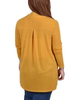 Plus Size Long Sleeve Cardigan with Ruched Back Detail -Dressbarn Store WHAR0258SAMOANSUNBACK