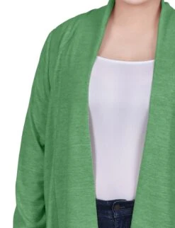Plus Size Green Long Sleeve Cardigan with Rouched Back Detail -Dressbarn Store WHAR0258ZEPHYRGREENDETAIL