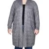 Women's Plus Size Charcoal Grey Cardigan with Pockets