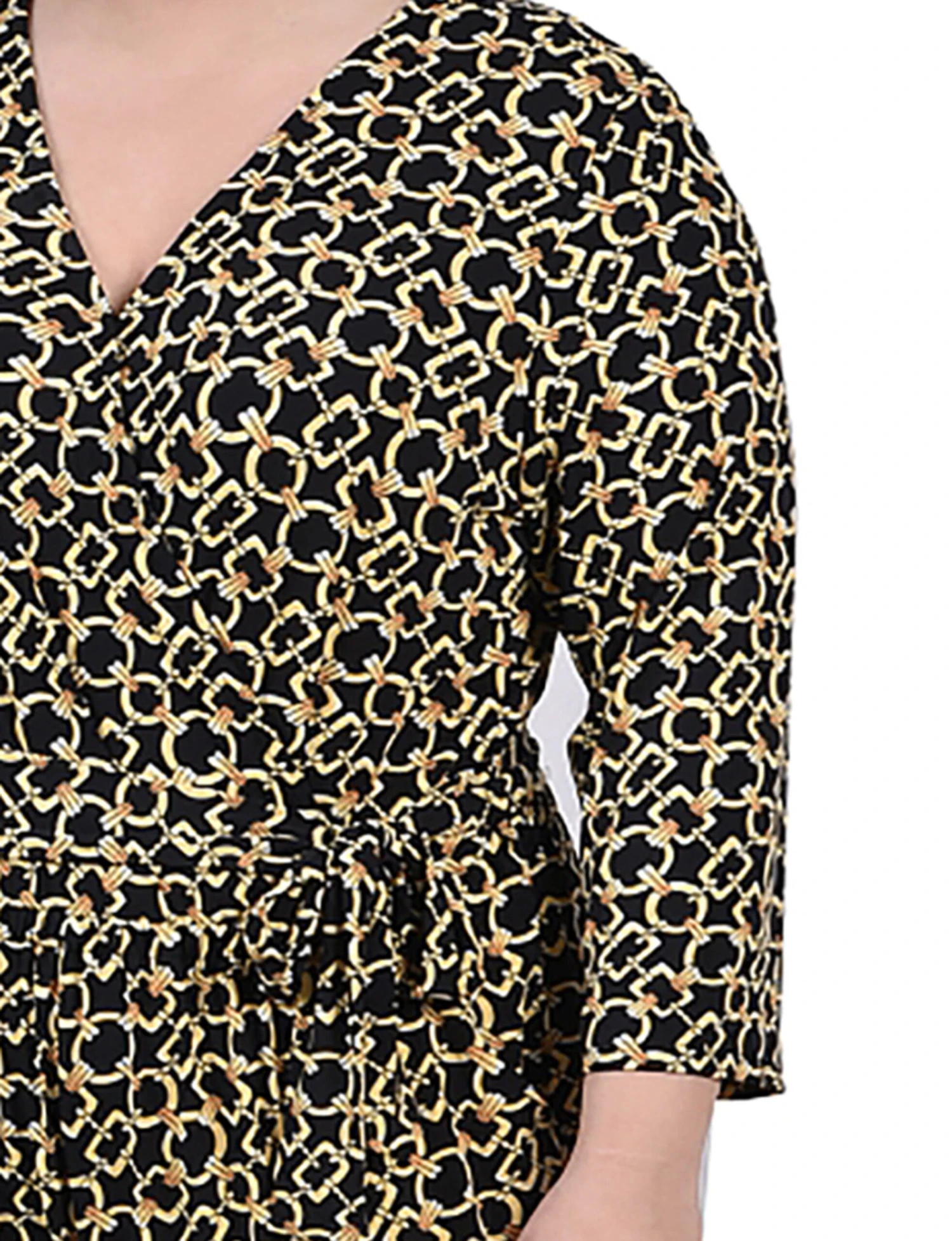 Plus Size Gold Chain Link Belted Jumpsuit with Wide Leg 3 Plus Size Gold Chain Link Belted Jumpsuit with Wide Leg - Image 3