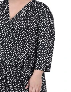 Plus Size Black Polka Dot Wide Leg Jumpsuit with 3/4 Sleeves and Belt 6 Plus Size Black Polka Dot Wide Leg Jumpsuit with 3/4 Sleeves and Belt -Dressbarn Store WQIU0013BLACKWHITEICEMOONDETAIL