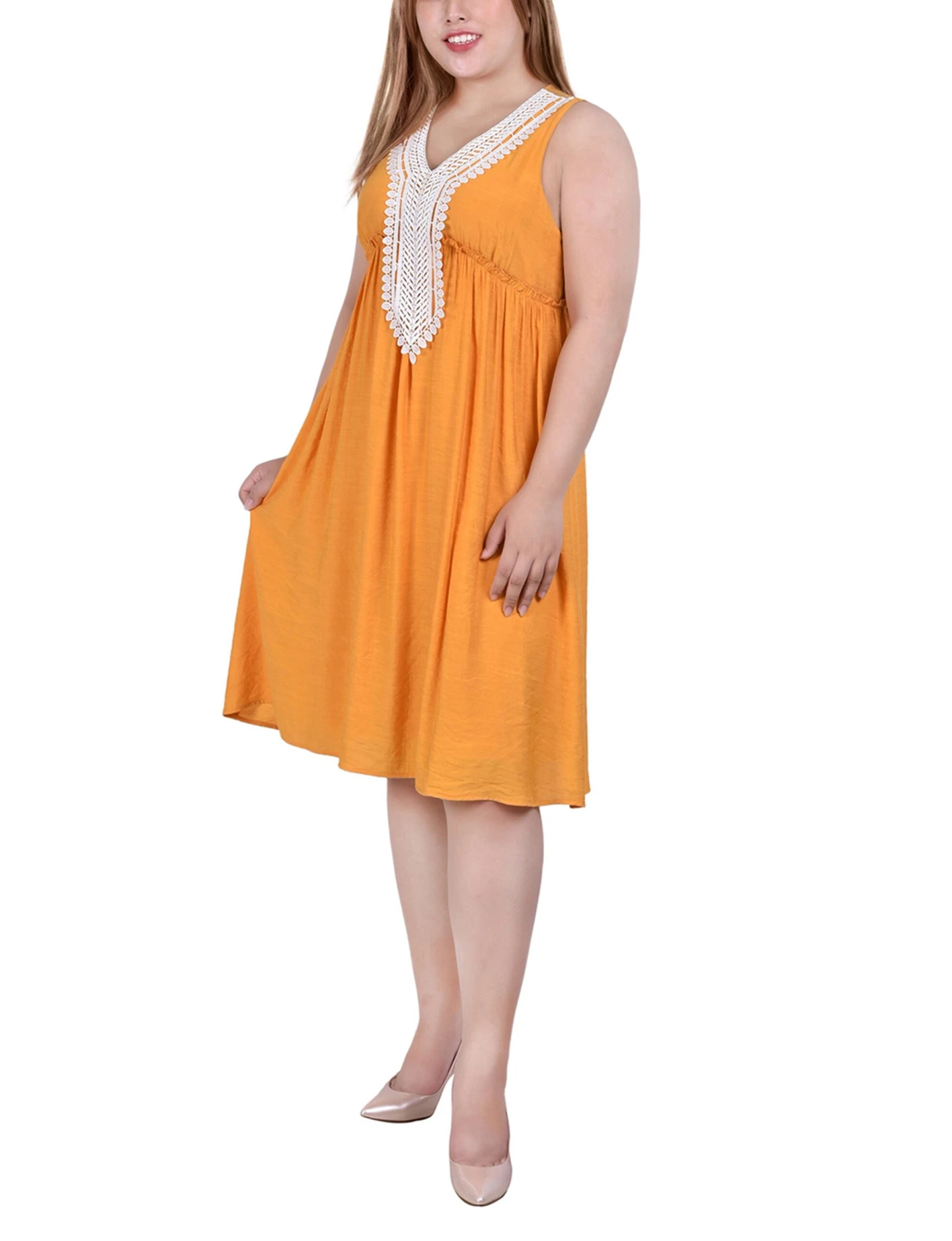 Plus Size Yellow Crochet Detail Summer Dress 1 Plus Size Yellow Crochet Detail Summer Dress