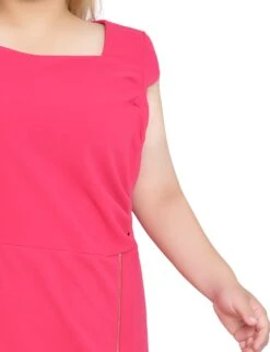 Pink Cap Sleeve Sheath Dress with Exposed Zipper - Plus Size -Dressbarn Store WSCD3806CPINKDETAIL