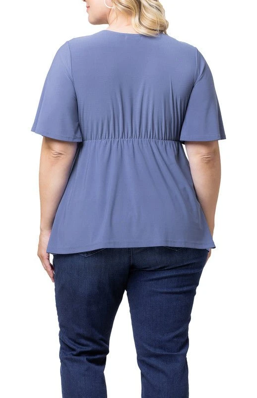 Plus Size Twist Front V-Neck Knit Top with Flutter Sleeves 14 Plus Size Twist Front V-Neck Knit Top with Flutter Sleeves - Image 14