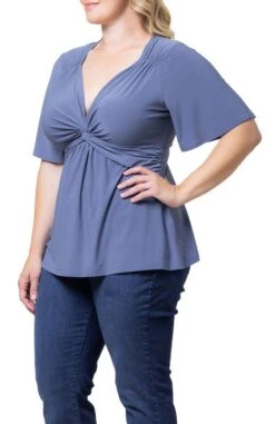 Plus Size Twist Front V-Neck Knit Top with Flutter Sleeves 35 Plus Size Twist Front V-Neck Knit Top with Flutter Sleeves -Dressbarn Store abby twist front top plus 270450