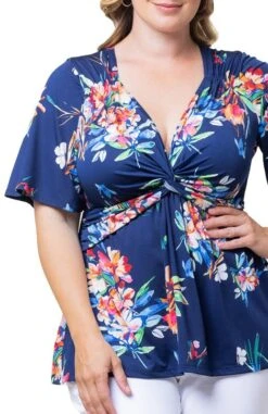 Plus Size Twist Front V-Neck Knit Top with Flutter Sleeves 27 Plus Size Twist Front V-Neck Knit Top with Flutter Sleeves -Dressbarn Store abby twist front top plus 308739