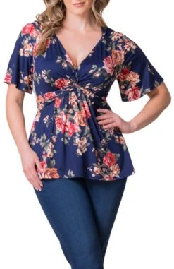 Plus Size Twist Front V-Neck Knit Top with Flutter Sleeves 37 Plus Size Twist Front V-Neck Knit Top with Flutter Sleeves -Dressbarn Store abby twist front top plus 440534