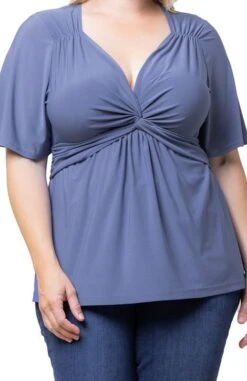 Plus Size Twist Front V-Neck Knit Top with Flutter Sleeves 34 Plus Size Twist Front V-Neck Knit Top with Flutter Sleeves -Dressbarn Store abby twist front top plus 559460