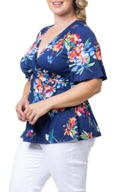Plus Size Twist Front V-Neck Knit Top with Flutter Sleeves 30 Plus Size Twist Front V-Neck Knit Top with Flutter Sleeves -Dressbarn Store abby twist front top plus 614806
