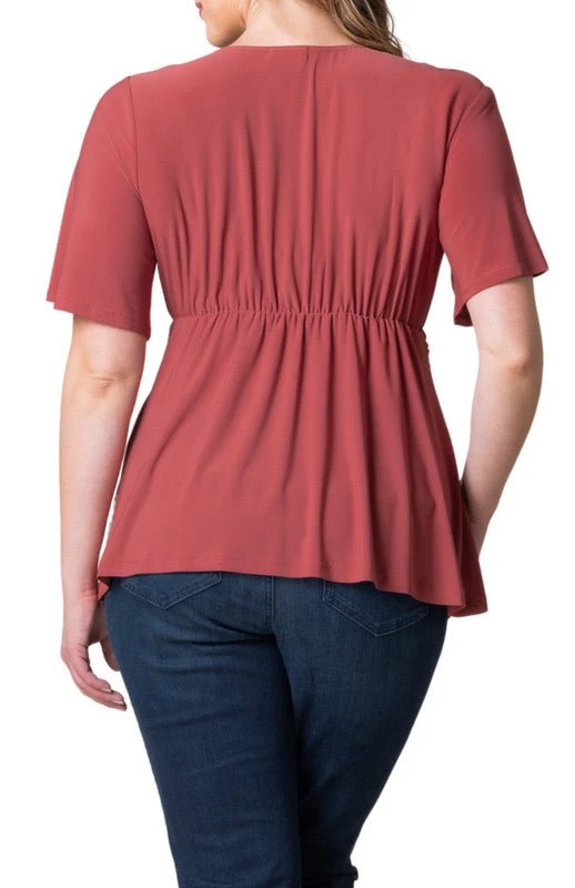 Plus Size Twist Front V-Neck Knit Top with Flutter Sleeves 2 Plus Size Twist Front V-Neck Knit Top with Flutter Sleeves - Image 2