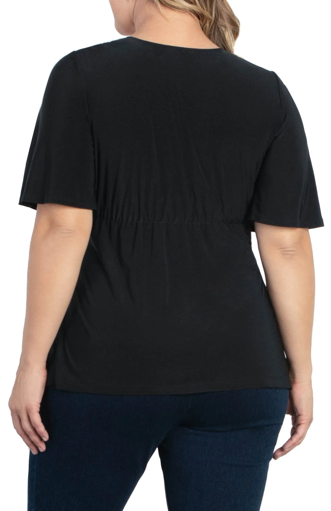 Plus Size Twist Front V-Neck Knit Top with Flutter Sleeves 6 Plus Size Twist Front V-Neck Knit Top with Flutter Sleeves - Image 6