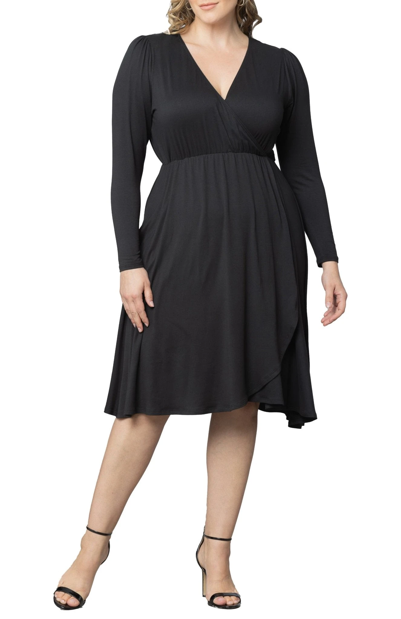 Plus Size Faux Wrap Midi Dress - Elegant Hourglass V-Neck Gown 5 Plus Size Faux Wrap Midi Dress - Elegant Hourglass V-Neck Gown - Image 5