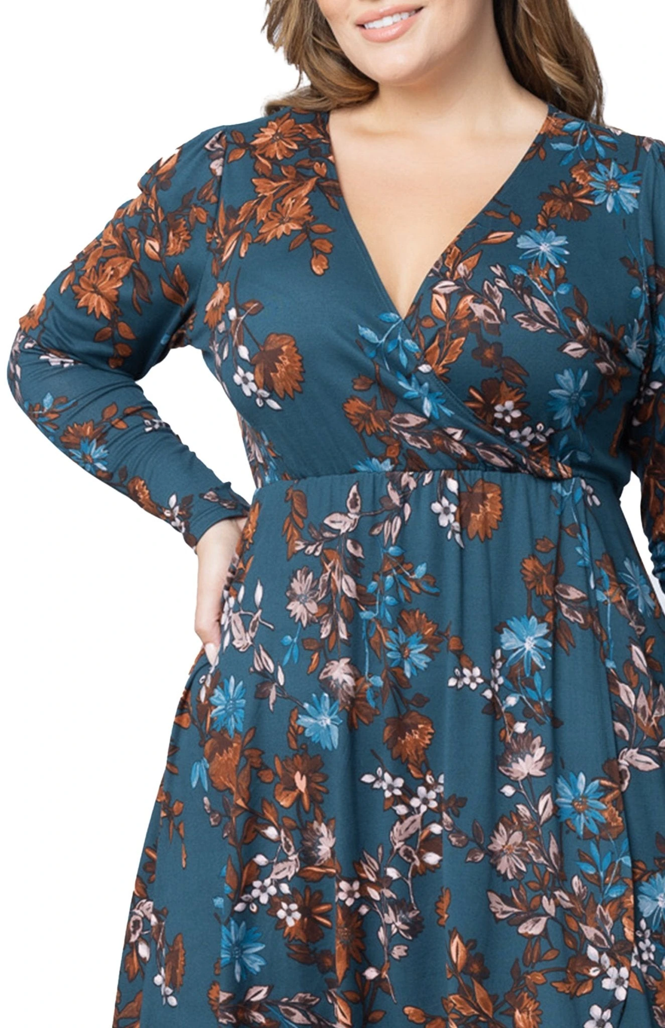 Plus Size Faux Wrap Midi Dress - Elegant Hourglass V-Neck Gown 3 Plus Size Faux Wrap Midi Dress - Elegant Hourglass V-Neck Gown - Image 3