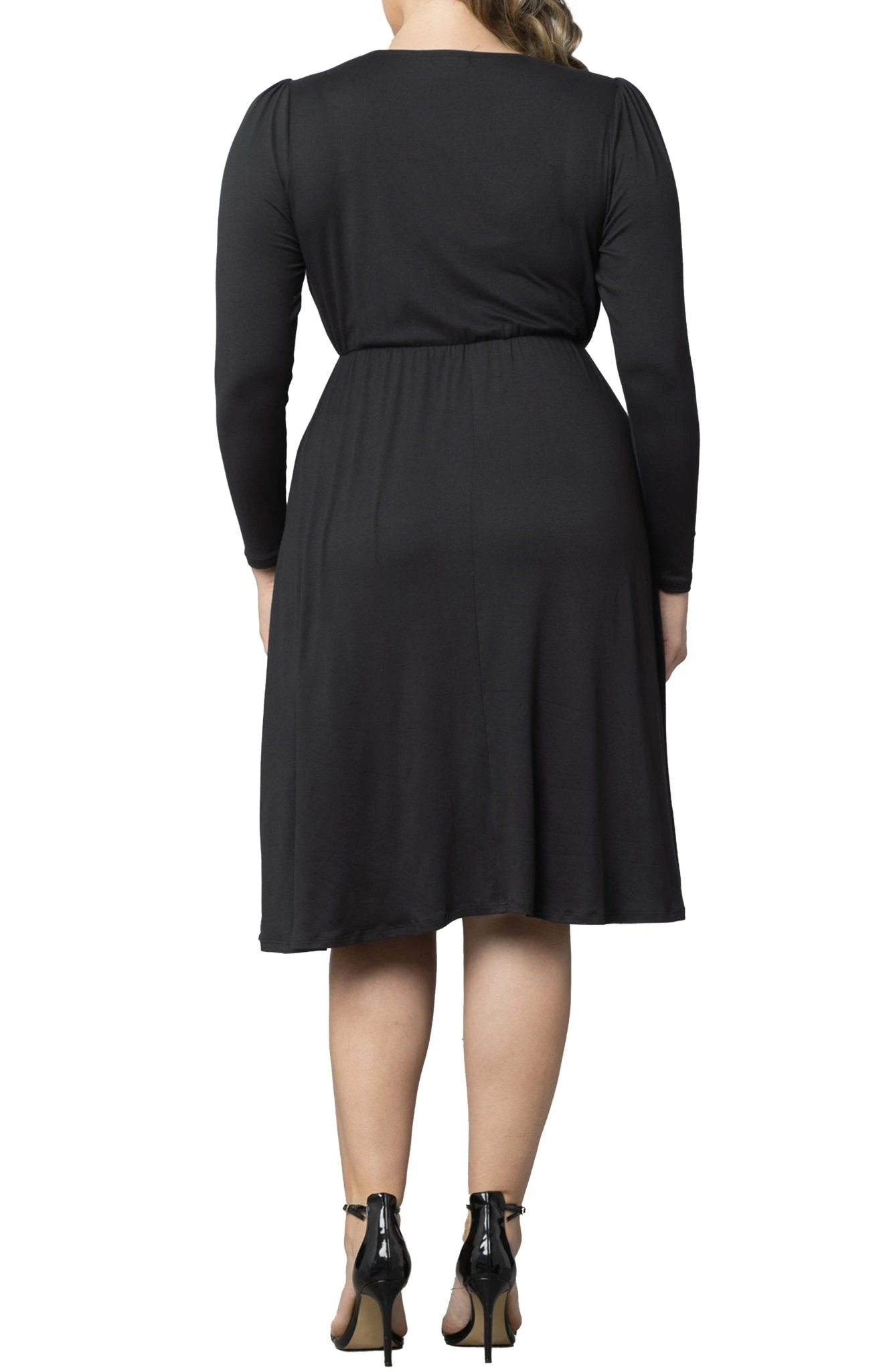 Plus Size Faux Wrap Midi Dress - Elegant Hourglass V-Neck Gown 6 Plus Size Faux Wrap Midi Dress - Elegant Hourglass V-Neck Gown - Image 6