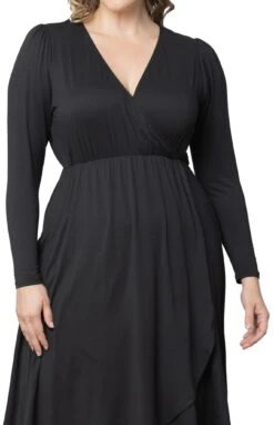 Plus Size Faux Wrap Midi Dress - Elegant Hourglass V-Neck Gown 14 Plus Size Faux Wrap Midi Dress - Elegant Hourglass V-Neck Gown -Dressbarn Store aster faux wrap dress plus 764401