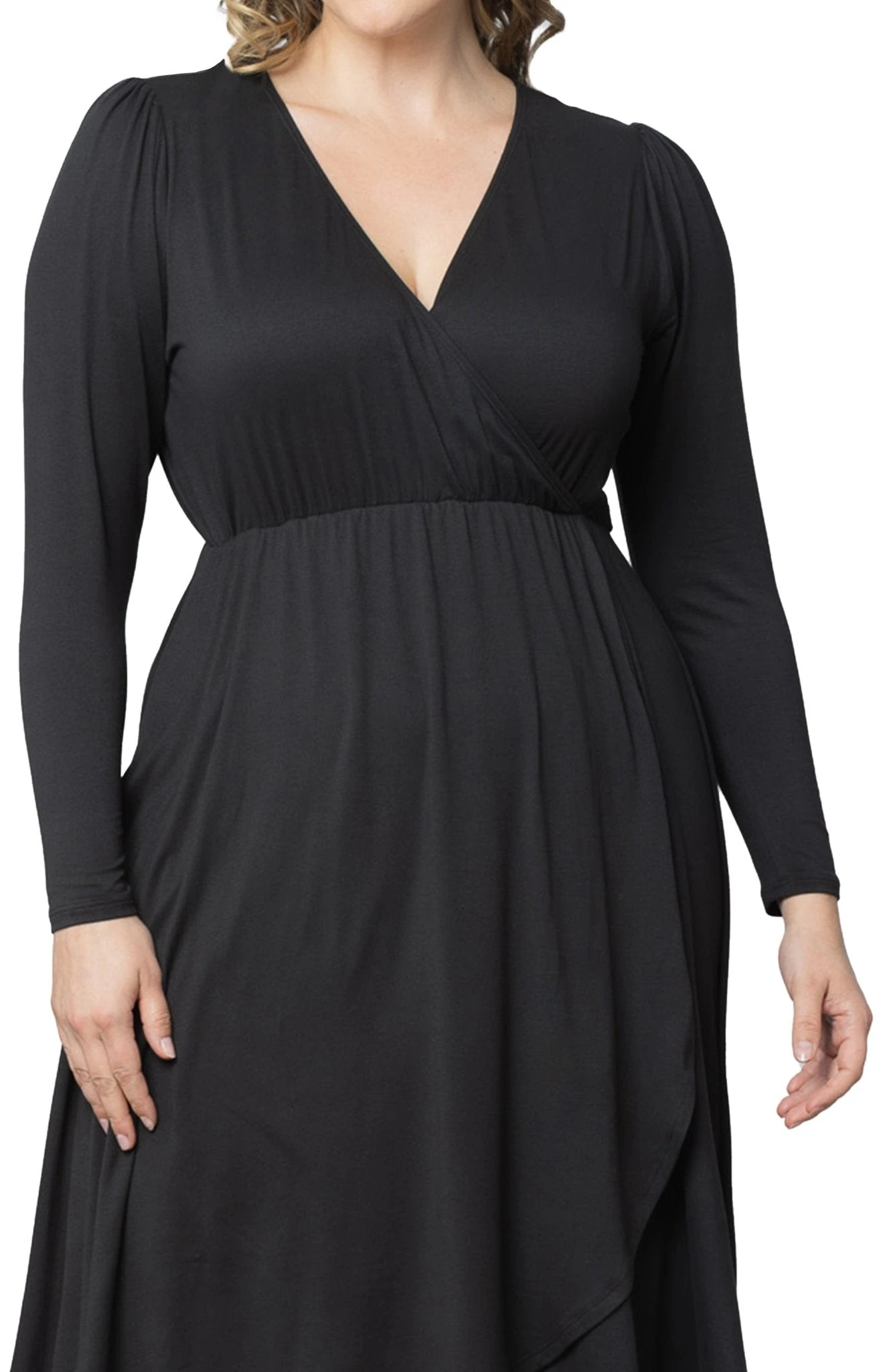 Plus Size Faux Wrap Midi Dress - Elegant Hourglass V-Neck Gown 7 Plus Size Faux Wrap Midi Dress - Elegant Hourglass V-Neck Gown - Image 7