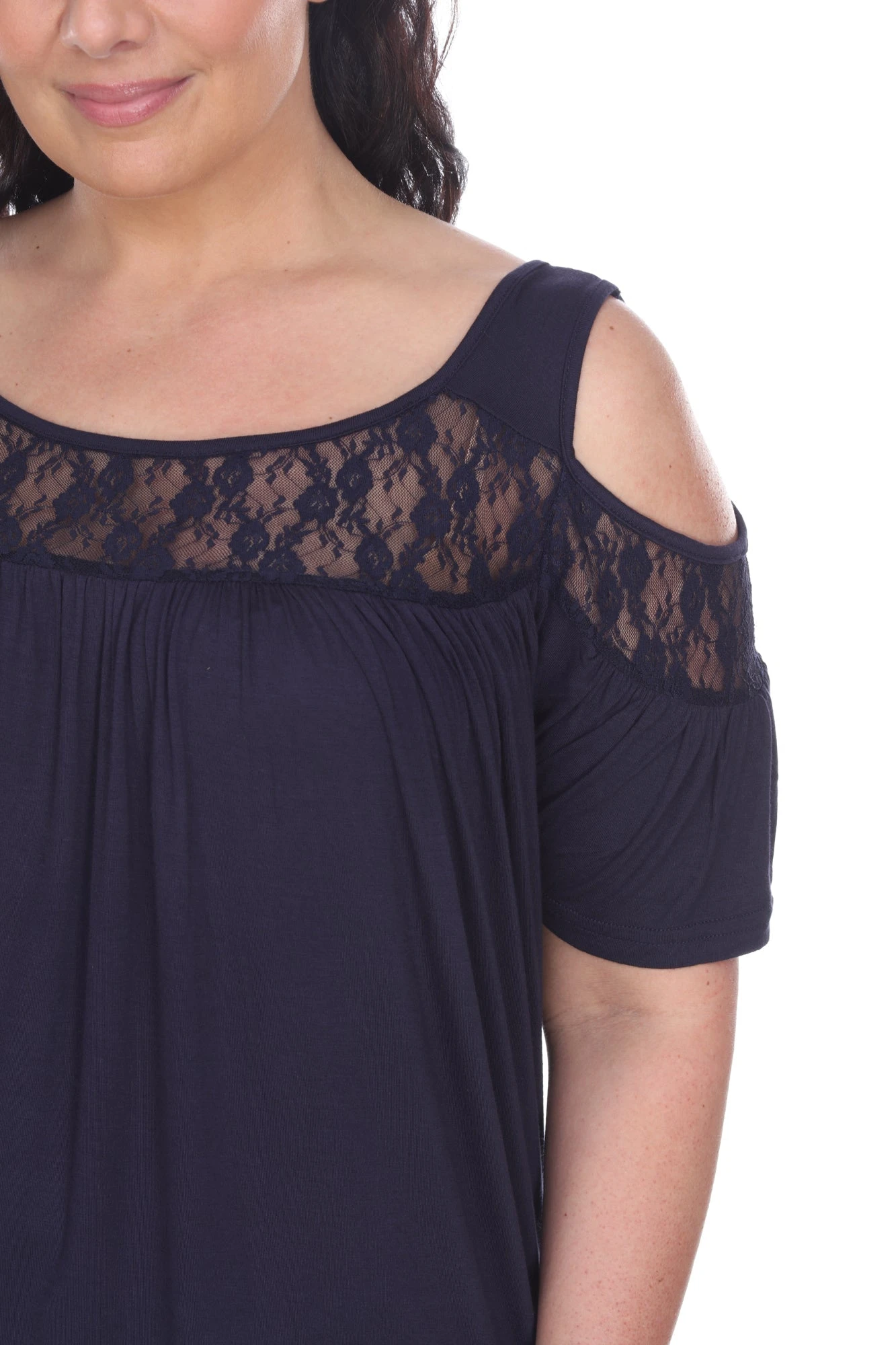 White Mark Bexley Plus Size Tunic Top - Lace Cut-Out Shoulder 3 White Mark Bexley Plus Size Tunic Top - Lace Cut-Out Shoulder - Image 3