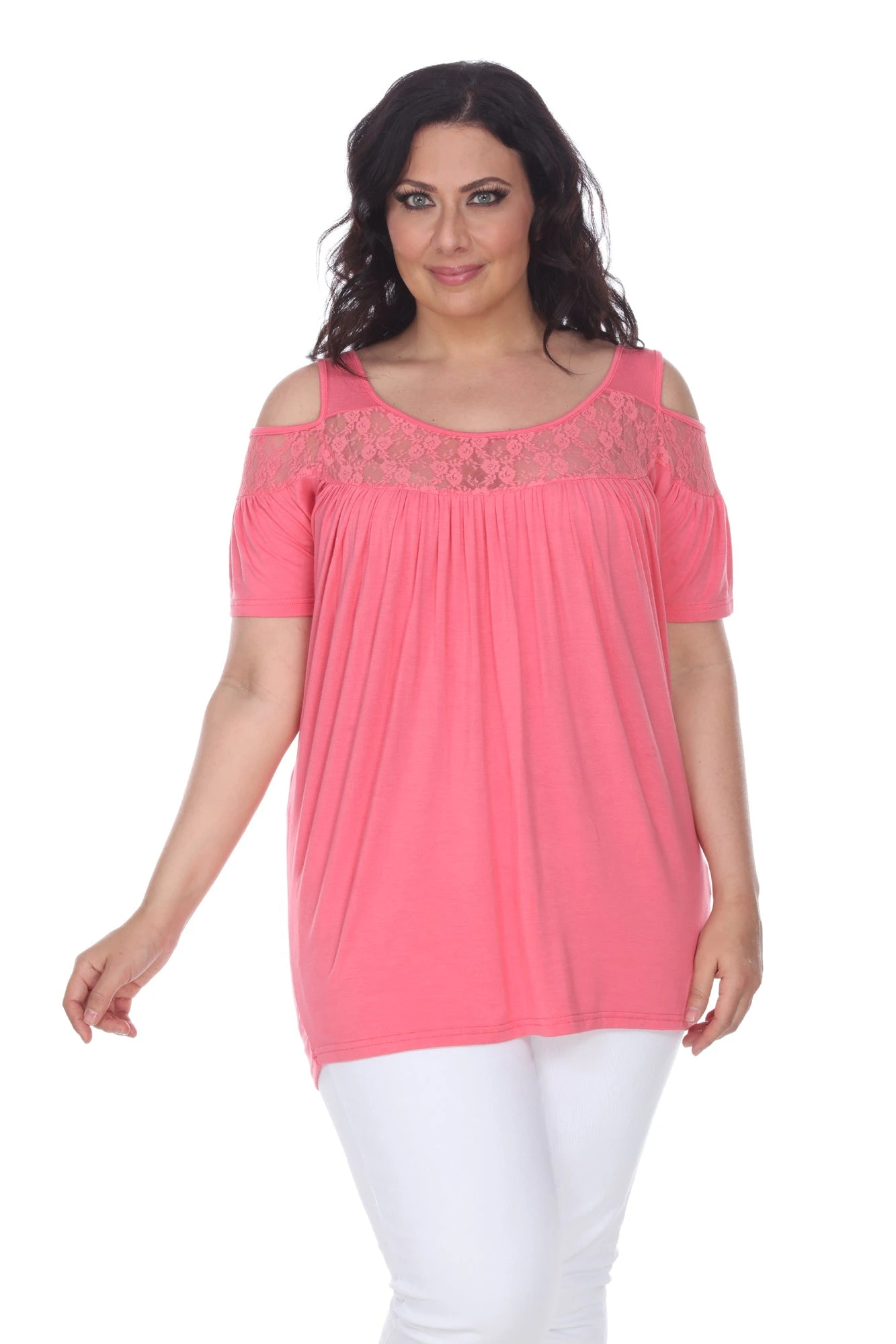 White Mark Bexley Plus Size Tunic Top - Lace Cut-Out Shoulder 10 White Mark Bexley Plus Size Tunic Top - Lace Cut-Out Shoulder - Image 10