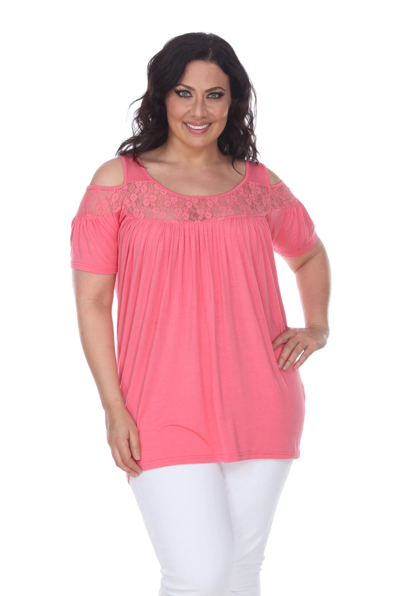 White Mark Bexley Plus Size Tunic Top - Lace Cut-Out Shoulder 11 White Mark Bexley Plus Size Tunic Top - Lace Cut-Out Shoulder - Image 11