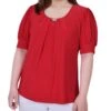 Bittersweet Short Sleeve Balloon Sleeve Top with Hardware - Plus Size