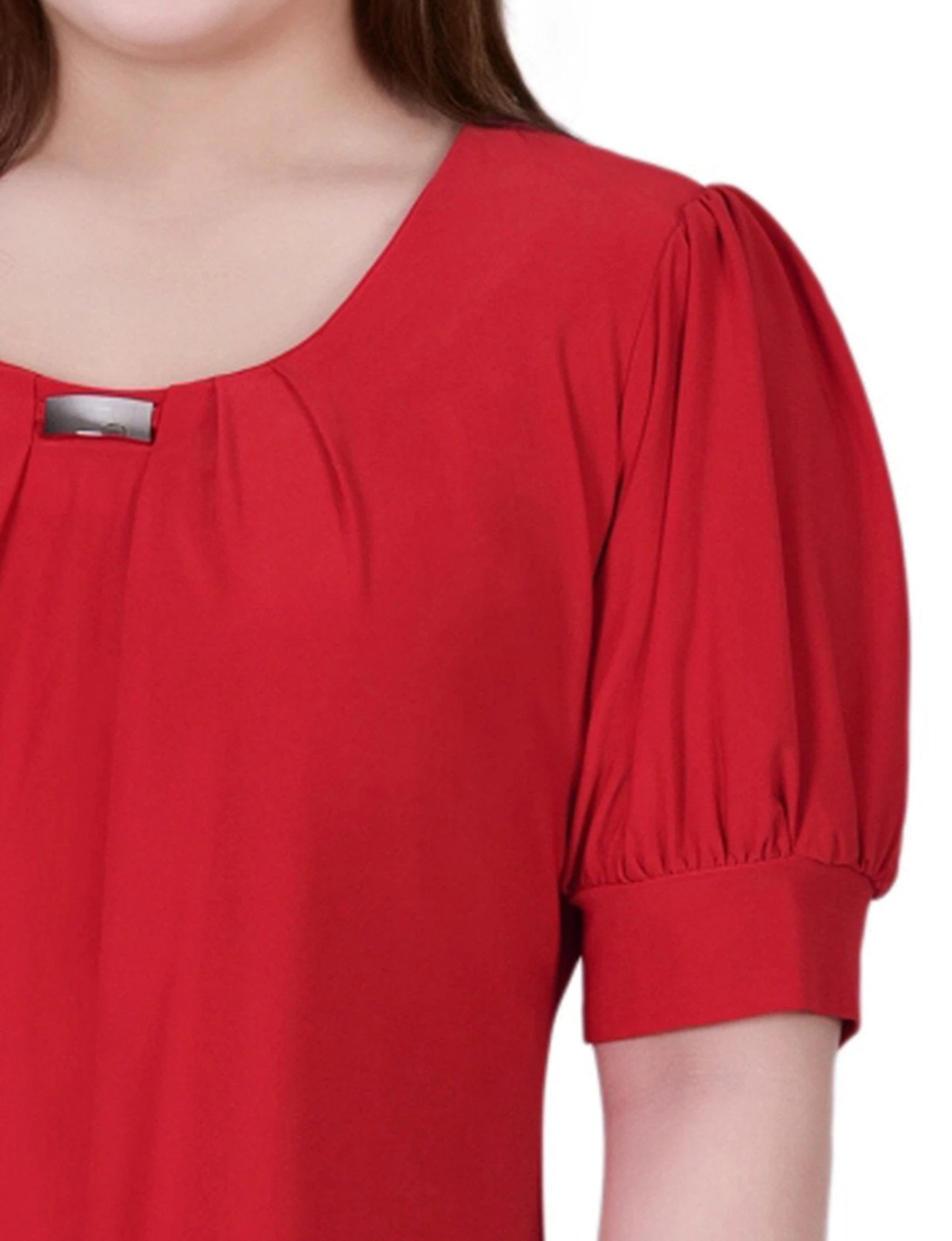 Bittersweet Short Sleeve Balloon Sleeve Top with Hardware - Plus Size 3 Bittersweet Short Sleeve Balloon Sleeve Top with Hardware - Plus Size - Image 3