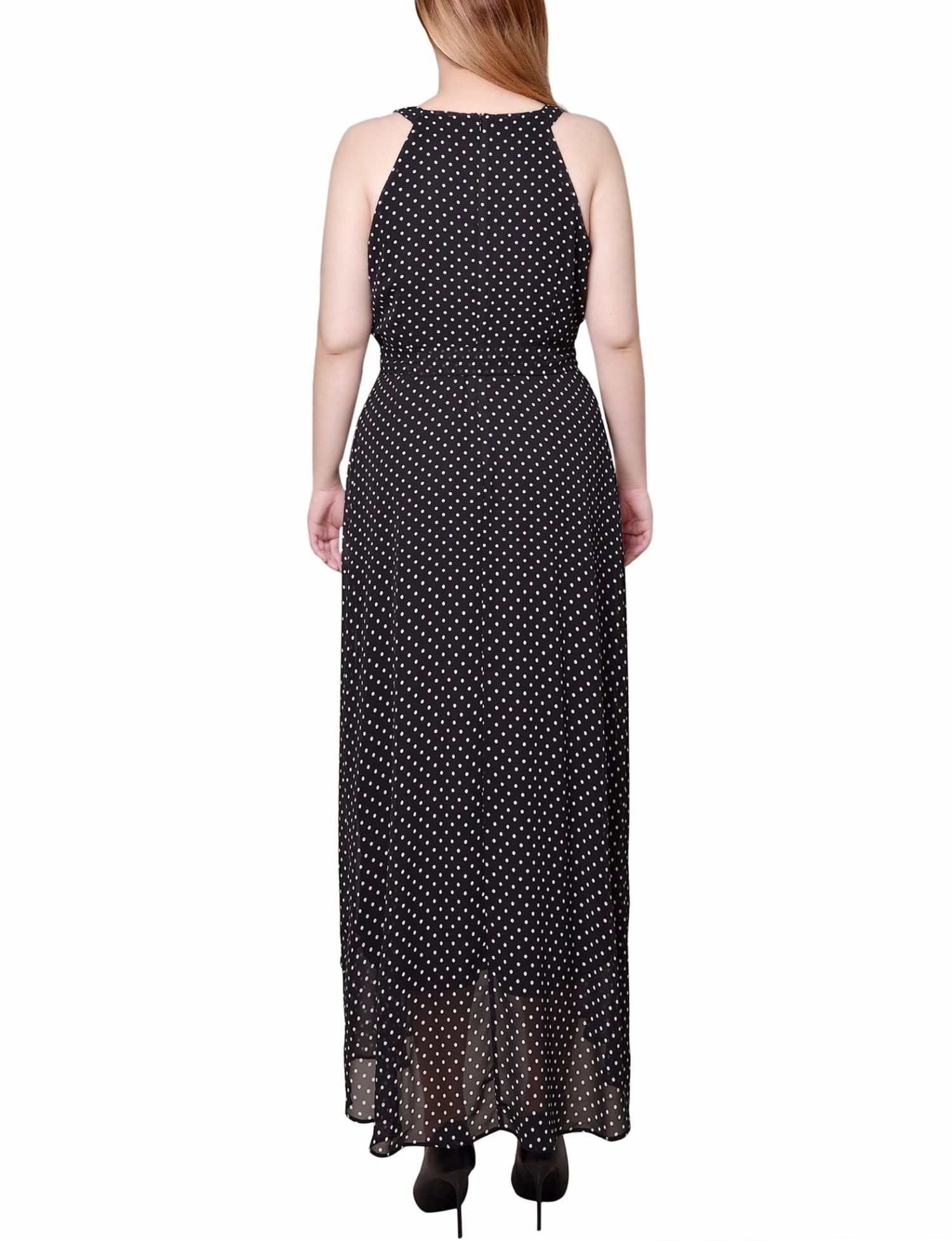 Petite Black & Ivory Dot Halter Chiffon Maxi Dress 3 Petite Black & Ivory Dot Halter Chiffon Maxi Dress - Image 3