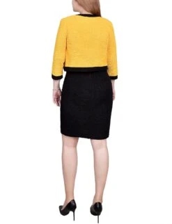 Black Lemon 3/4 Sleeve Textured Knit 2 Piece Dress Set -Dressbarn Store black lemon 34 sleeve textured knit 2 piece dress set 215566