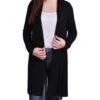 Black Long Sleeve Knit Cardigan with Chiffon Back and Hi-Low Hem