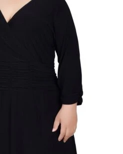 Plus Size Black Ruched A-Line Dress with Empire Waist 7 Plus Size Black Ruched A-Line Dress with Empire Waist -Dressbarn Store black ruched a line dress plus 309004