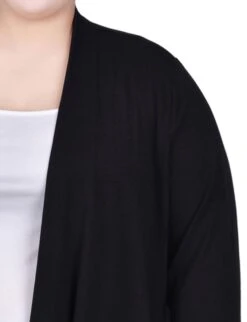 Plus Size Black 3/4 Sleeve Cardigan - Versatile Layering Essential -Dressbarn Store black solid 34 sleeve cardigan plus 297915