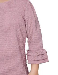 Plus Size Blush Textured Knit Dress with 3/4 Ruffle Sleeves 7 Plus Size Blush Textured Knit Dress with 3/4 Ruffle Sleeves -Dressbarn Store blush 34 sleeve textured knit dress plus 143762