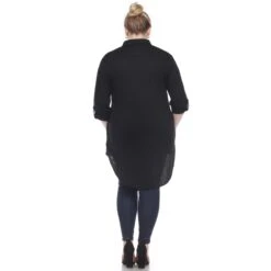 Women's Plus Size Color Block Button Down Tunic with Side Pockets 38 Women's Plus Size Color Block Button Down Tunic with Side Pockets -Dressbarn Store button down stretchy tunic plus 739022