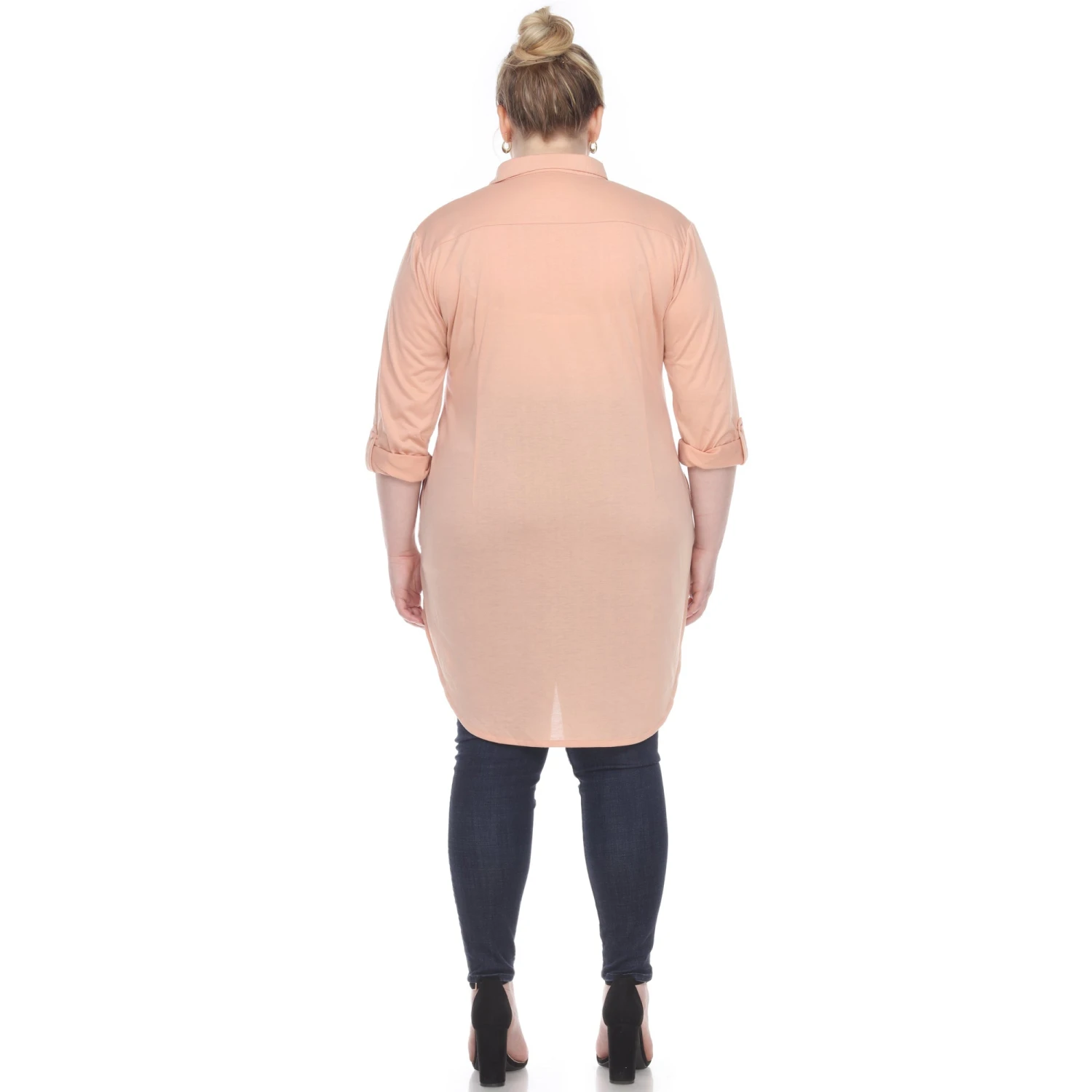 Women's Plus Size Color Block Button Down Tunic with Side Pockets 4 Women's Plus Size Color Block Button Down Tunic with Side Pockets - Image 4