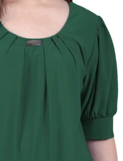 Petite Green Short Sleeve Balloon Sleeve Knit Top with Hardware Detail -Dressbarn Store cadmium green short sleeve balloon sleeve top with hardware petite 276149