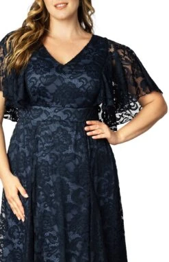 Camille Plus Size Lace Cocktail Dress with Flattering Draped Sleeves -Dressbarn Store camille lace cocktail dress plus 139787