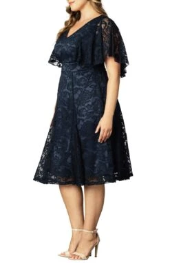 Camille Plus Size Lace Cocktail Dress with Flattering Draped Sleeves -Dressbarn Store camille lace cocktail dress plus 725928
