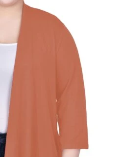 Plus Size Carnelian 3/4 Sleeve Cardigan - Versatile Lightweight Layer -Dressbarn Store carnelian solid 34 sleeve cardigan plus 424534