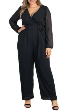 Plus Size Chiffon Jumpsuit - Celina Wide Leg Evening Wear