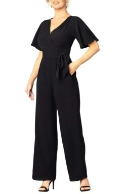 Wide Leg Crepe Jumpsuit for Wedding Guest and Office Wear