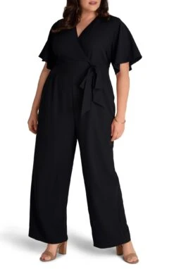 Charisma Plus Size Flutter Sleeve Wide-Leg Crepe Jumpsuit