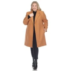 Women's Plus Size Double-Breasted Walker Coat - Sophisticated Winter Style