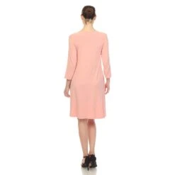 Criss Cross Neckline Swing Midi Dress - Versatile 3/4 Sleeve Trapeze Style 26 Criss Cross Neckline Swing Midi Dress - Versatile 3/4 Sleeve Trapeze Style -Dressbarn Store criss cross neckline swing midi dress 566323