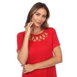 White Mark Women's Crisscross Cutout Short Sleeve Top 39 White Mark Women's Crisscross Cutout Short Sleeve Top -Dressbarn Store crisscross cutout short sleeve top 344682